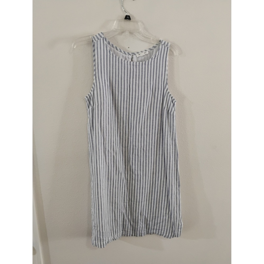 Beachlunchlounge Blue White Striped Sleeveless Shift Dress Small